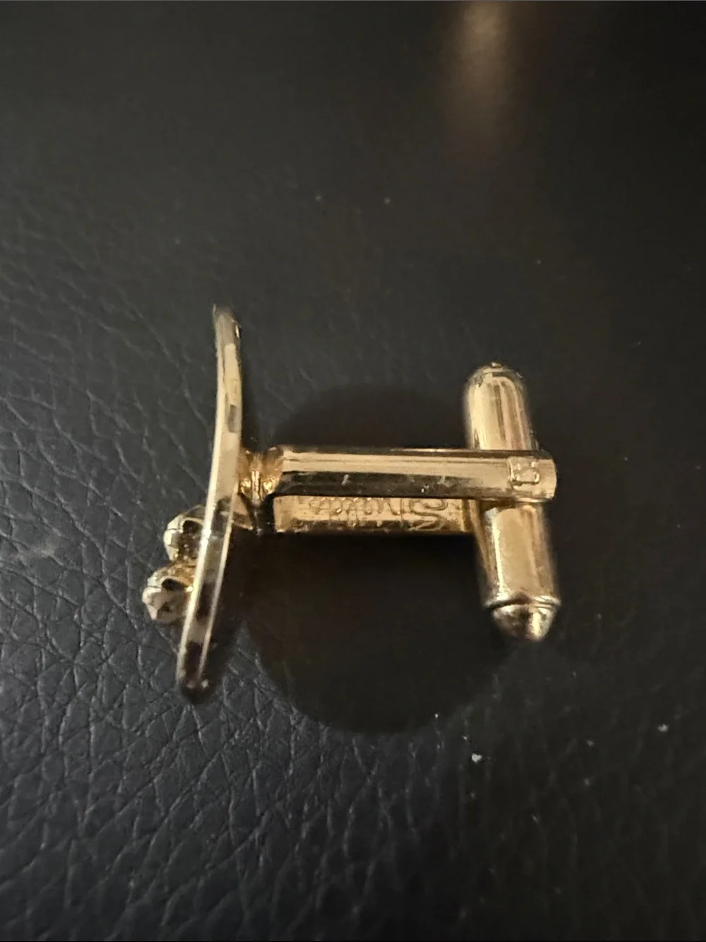 Gold Oval Cufflinks with Clear Baguette Accents